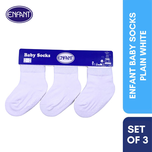 Enfant Baby Socks Plain White