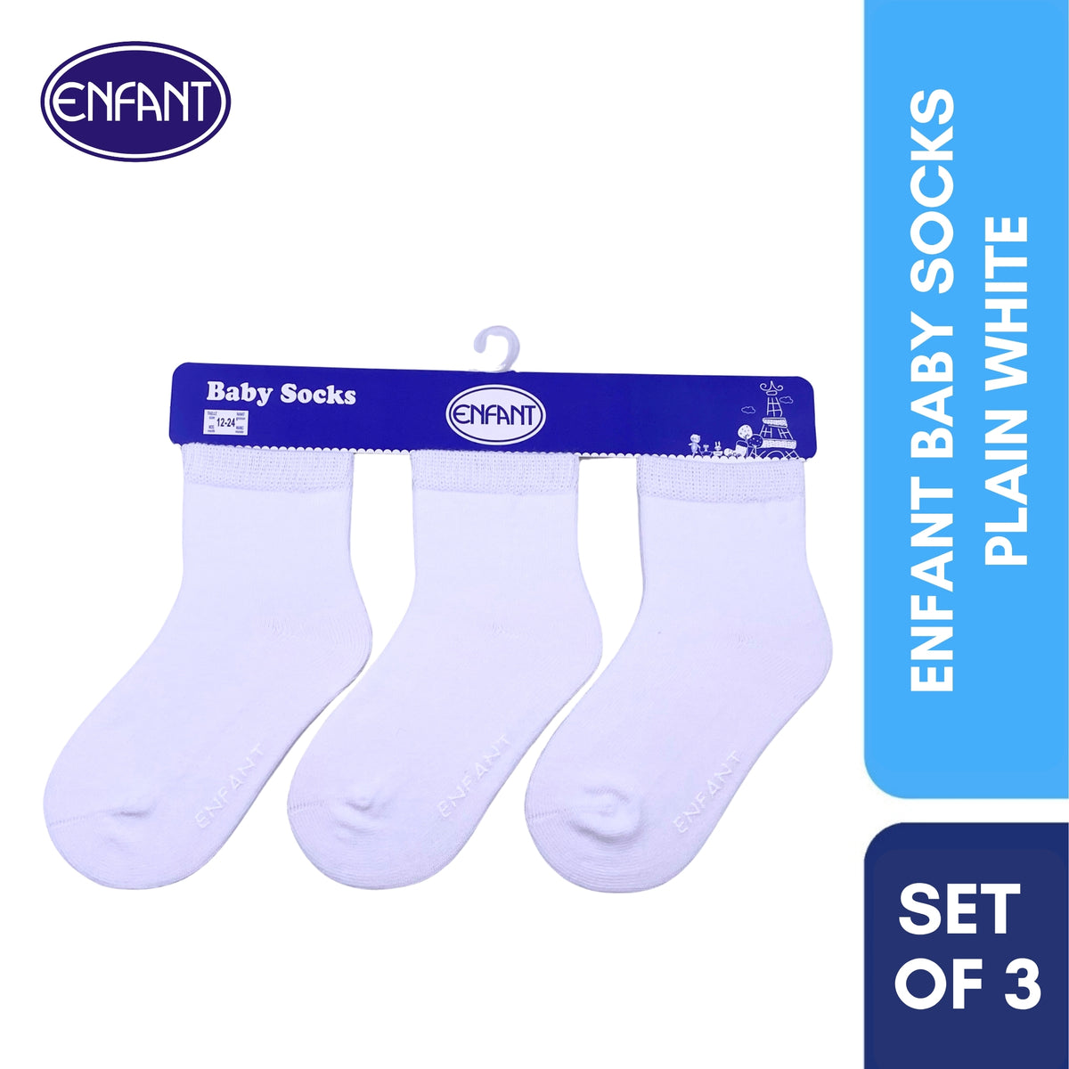 Enfant Baby Socks Plain White