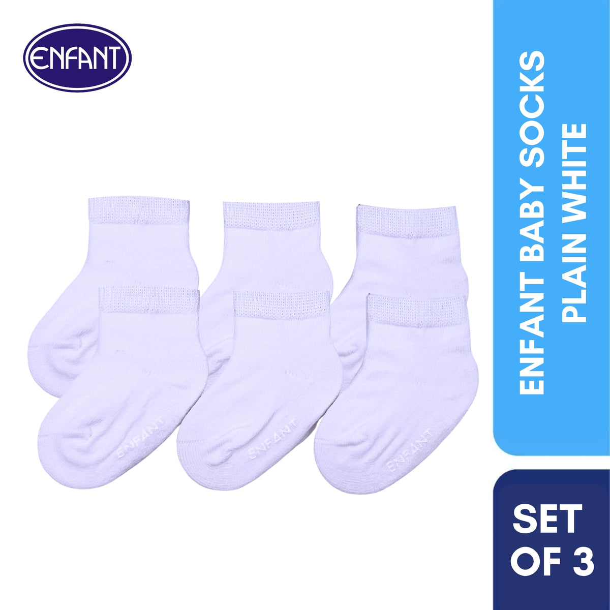 Enfant Baby Socks Plain White