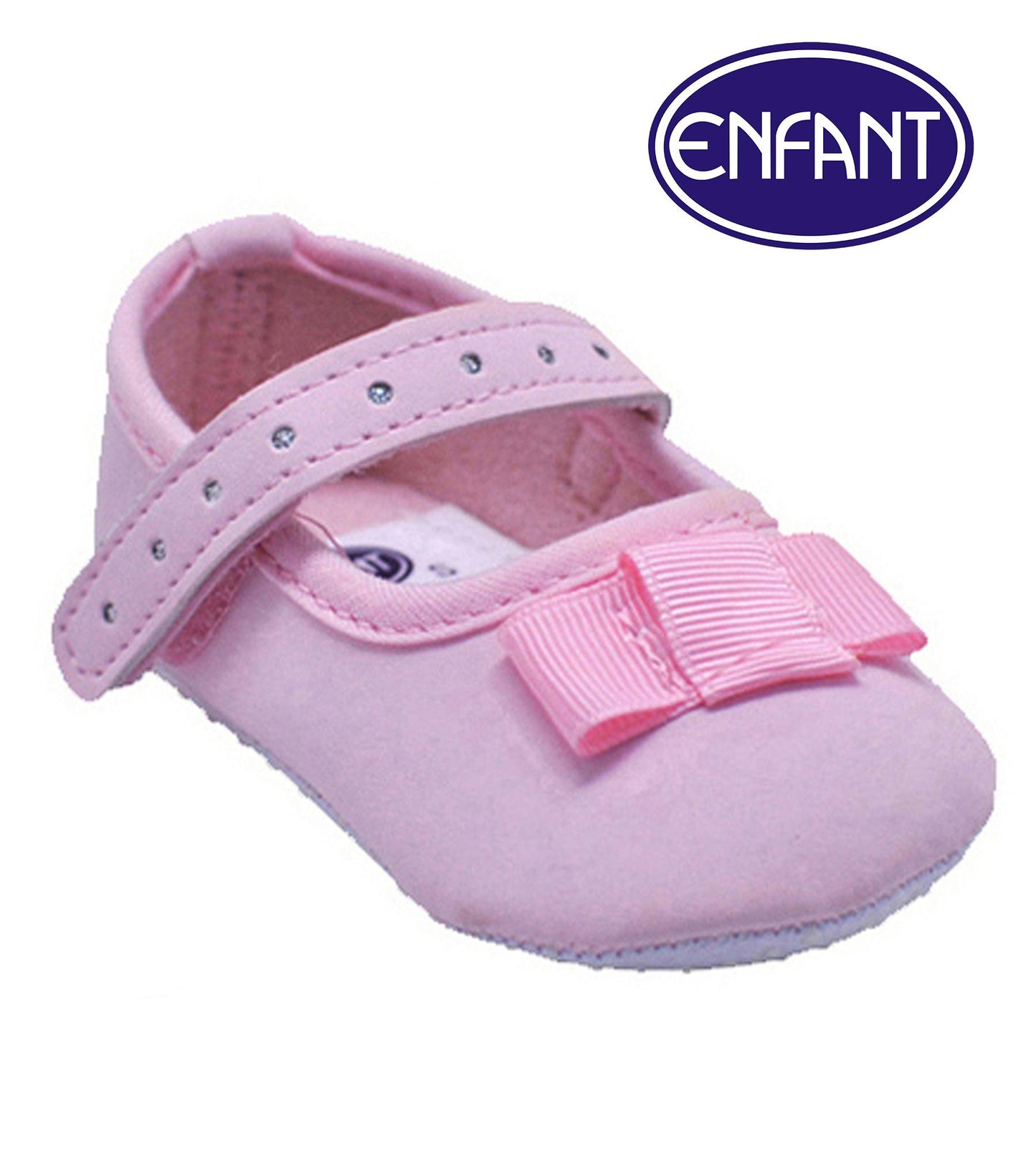 Enfant Baby Girl Shoes with  Design and Ribbon (Pink)