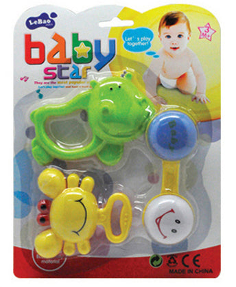 3 PCS Baby Rattles Teething Toys - 0-6 Months -Rattles-