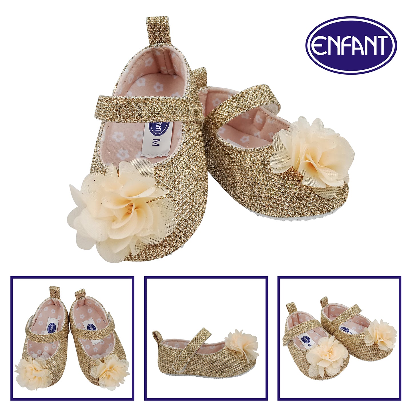 Enfant Baby Girl Shoes for 0-6/6-12/12-18 months