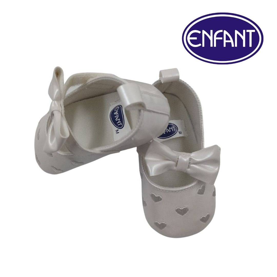 ENFANT BABY GIRLS SHOES WITH HEART AND RIBBON DESIGN