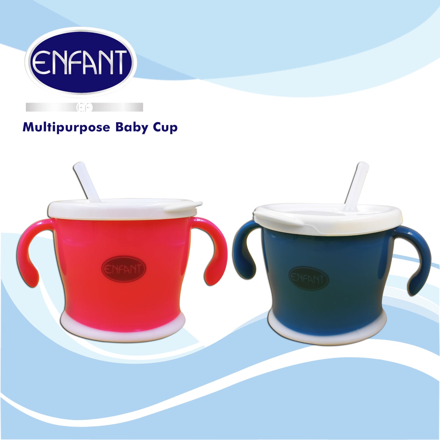 Enfant Multipurpose baby Snack and drinking cup With Silicone straw