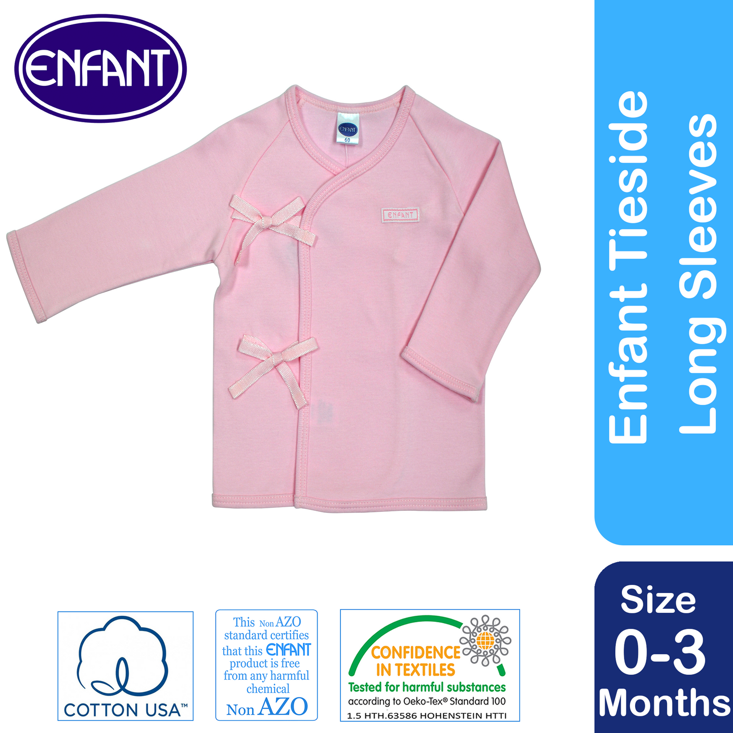 ENFANT Baby Newborn LongSleeves Tieside  SHIRT 100% COTTON US