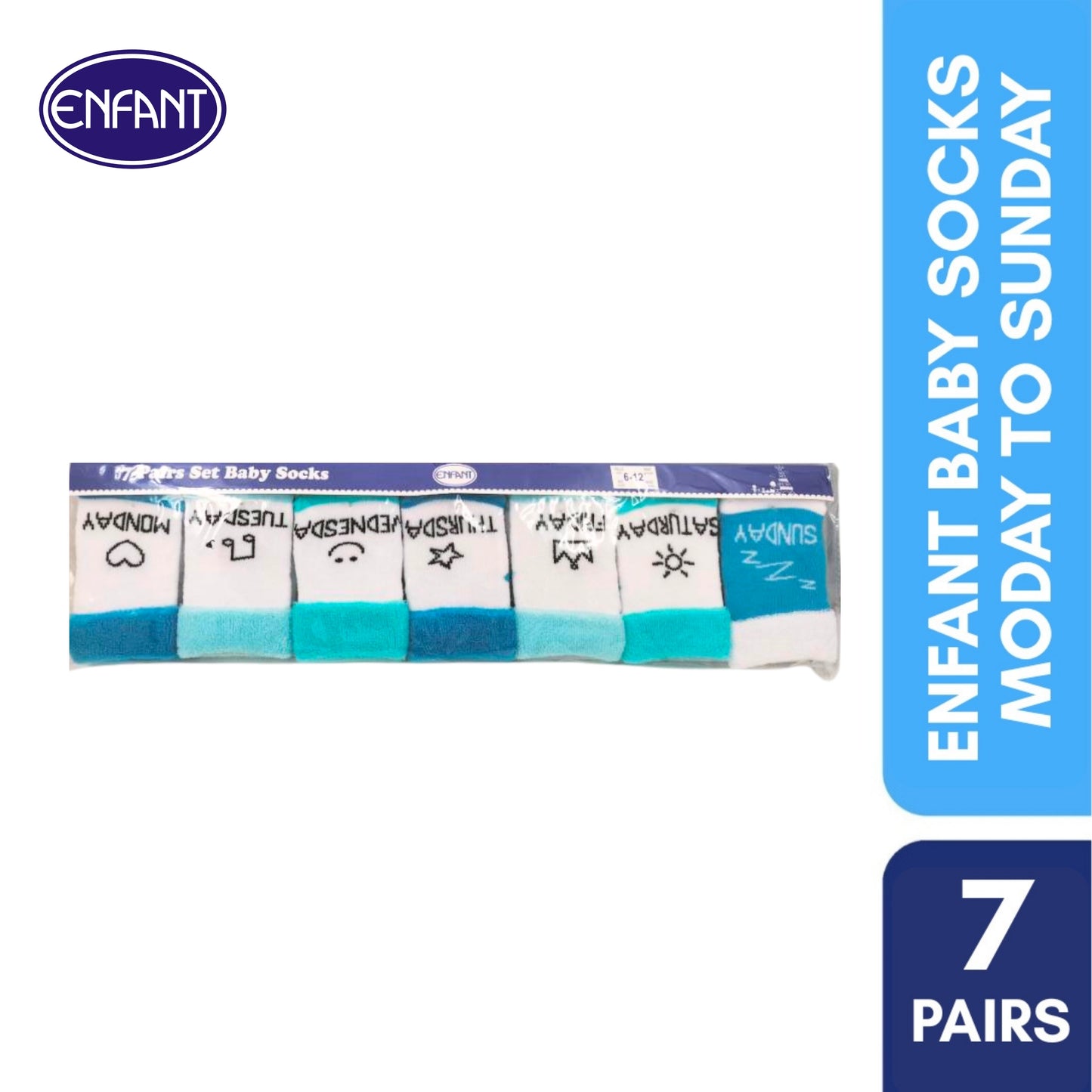 Enfant Baby Boy Socks Monday to Sunday Set of 7 (0-6)