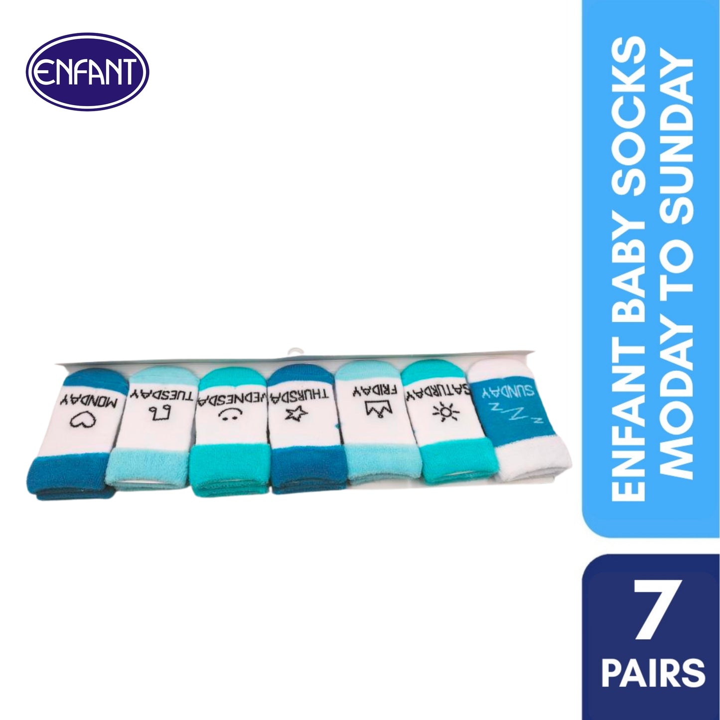 Enfant Baby Boy Socks Monday to Sunday Set of 7 (0-6)