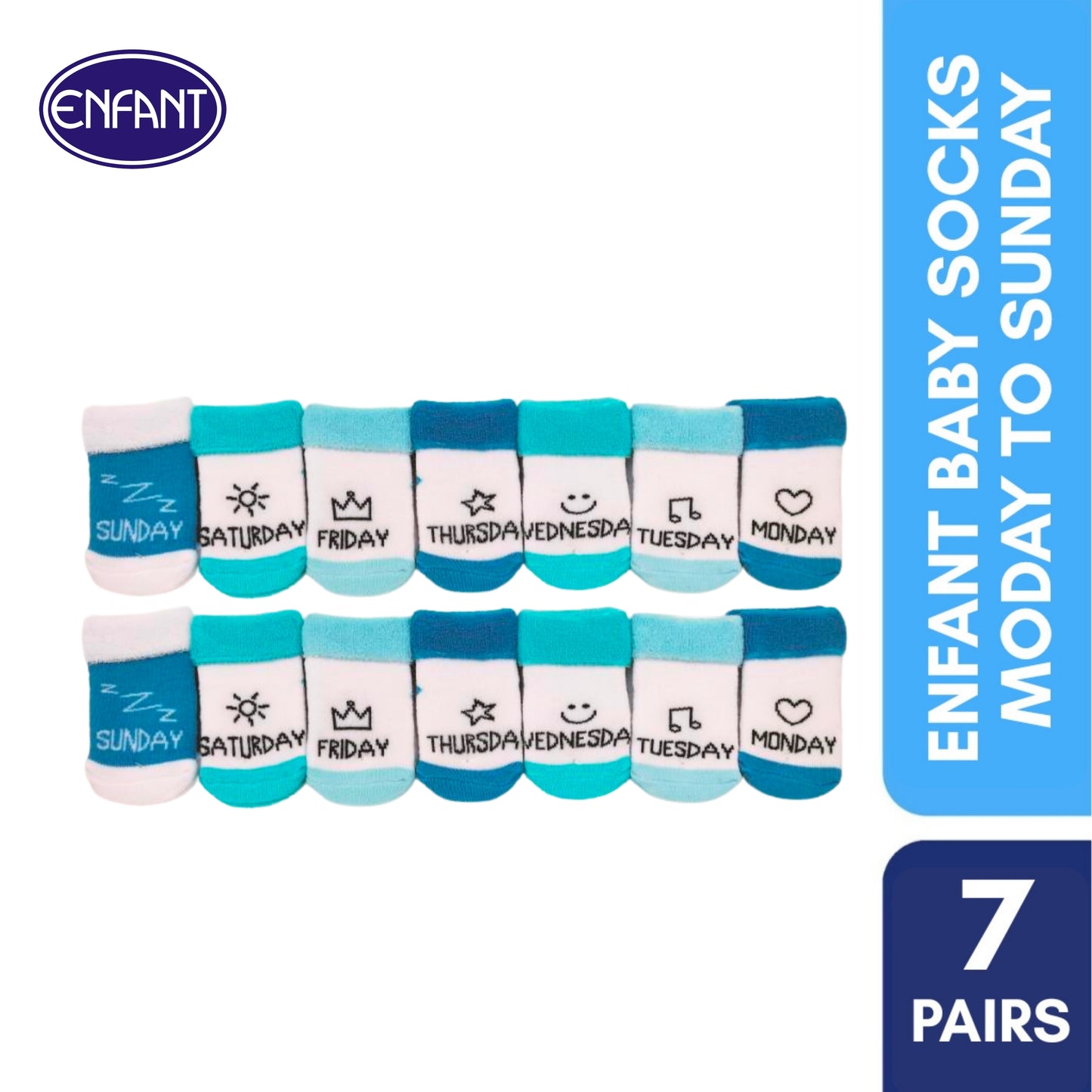 Enfant Baby Boy Socks Monday to Sunday Set of 7 (0-6)
