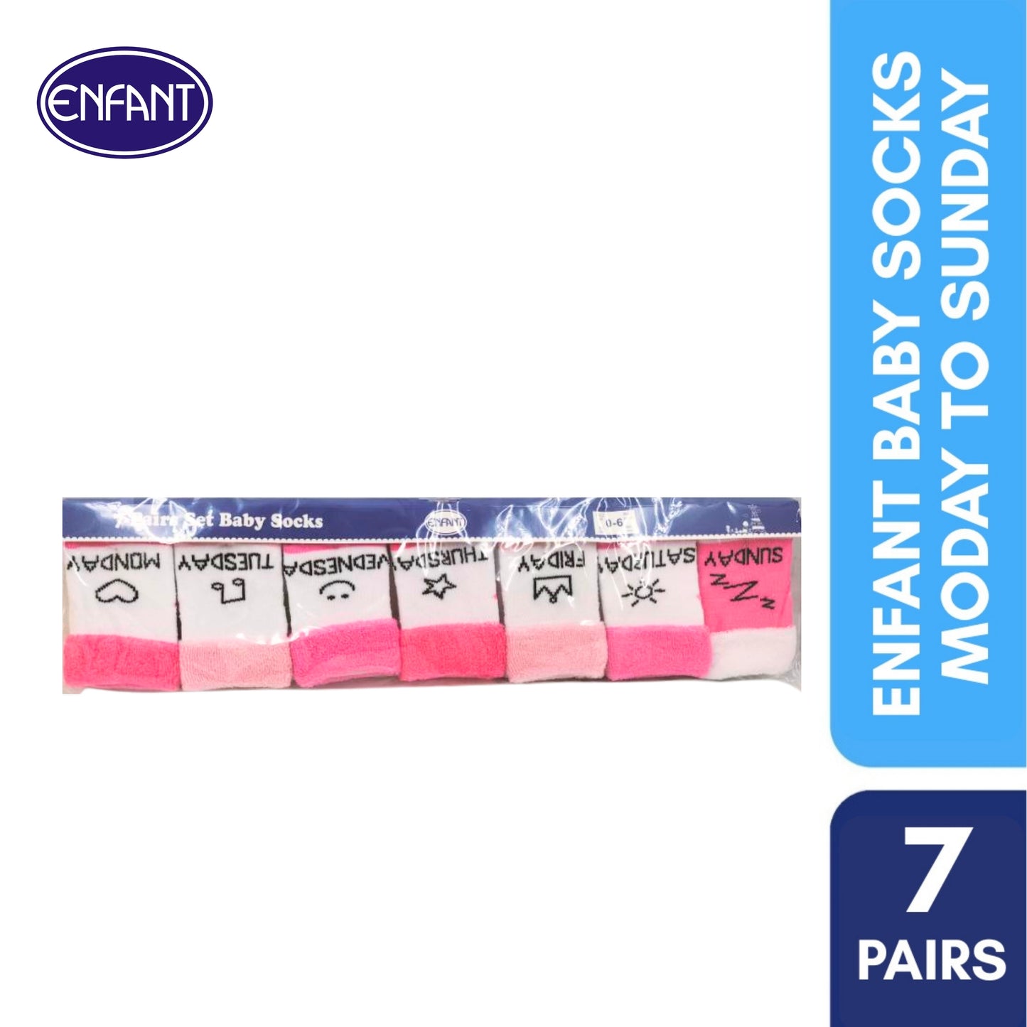 Enfant Baby Boy Socks Monday to Sunday Set of 7 (0-6)
