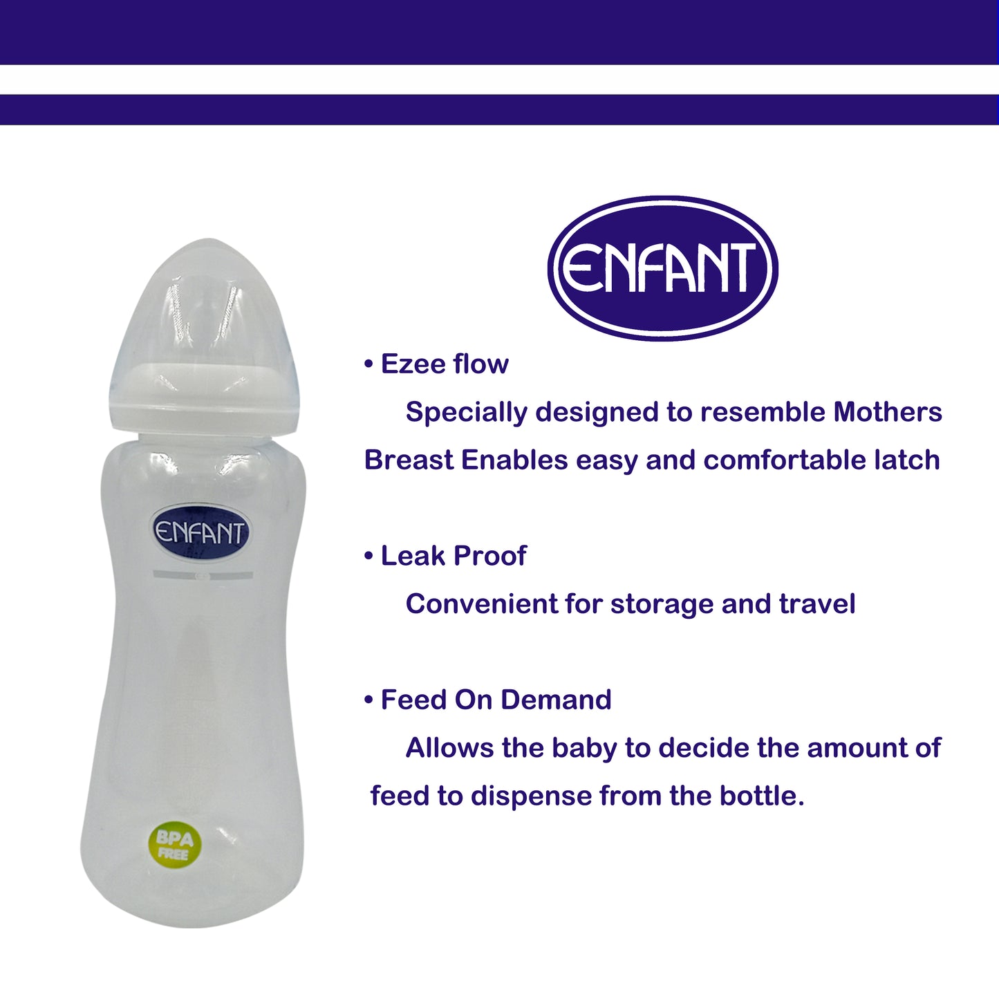 ENFANT Baby Feeding Bottle 8/ 9 oz BPA FREE - (Made in Thailand)