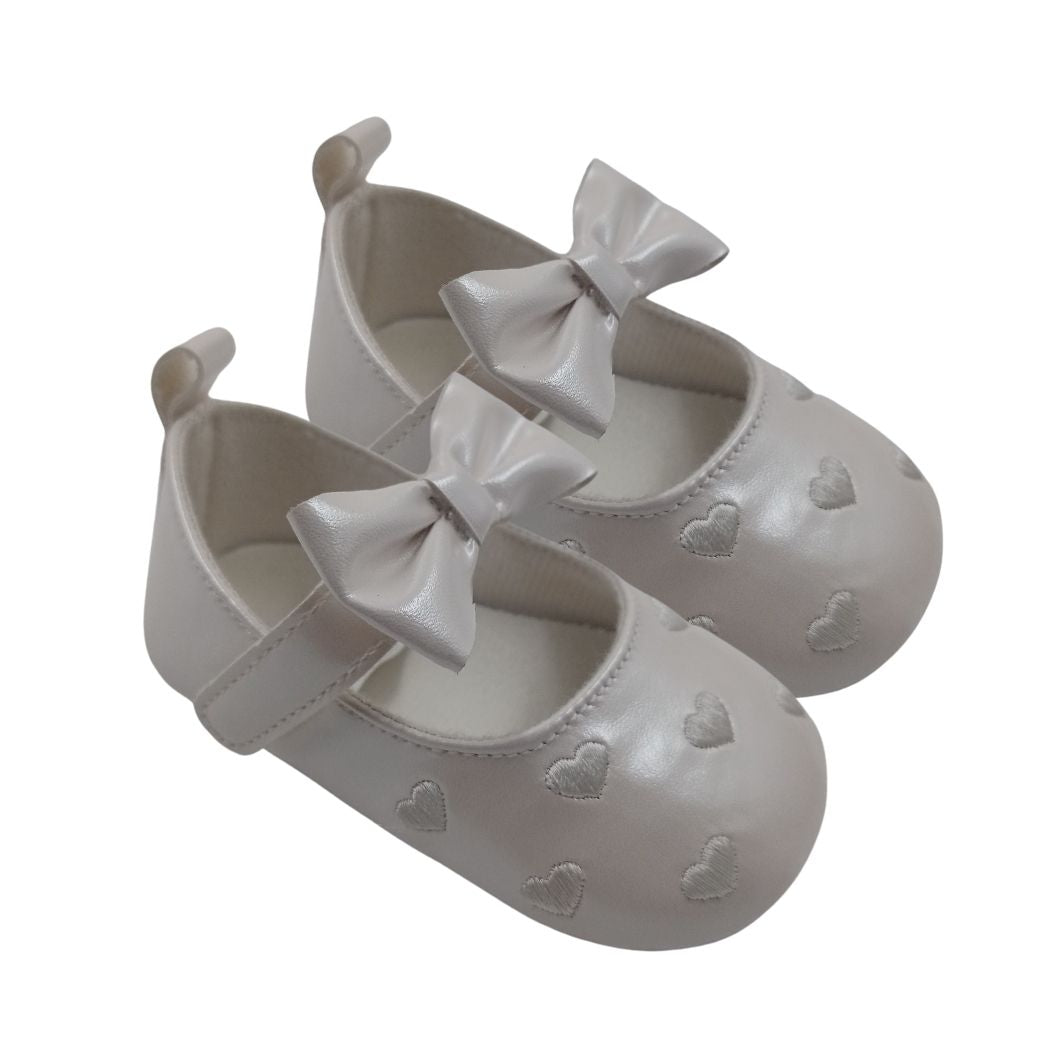 ENFANT BABY GIRLS SHOES WITH HEART AND RIBBON DESIGN