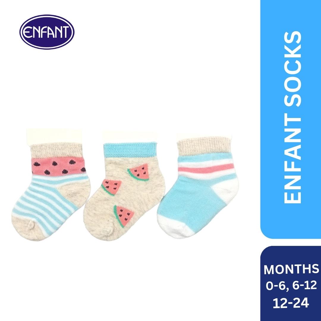 Enfant socks with watermelon design for 0-6/6-12/12-24 months (3 pairs)