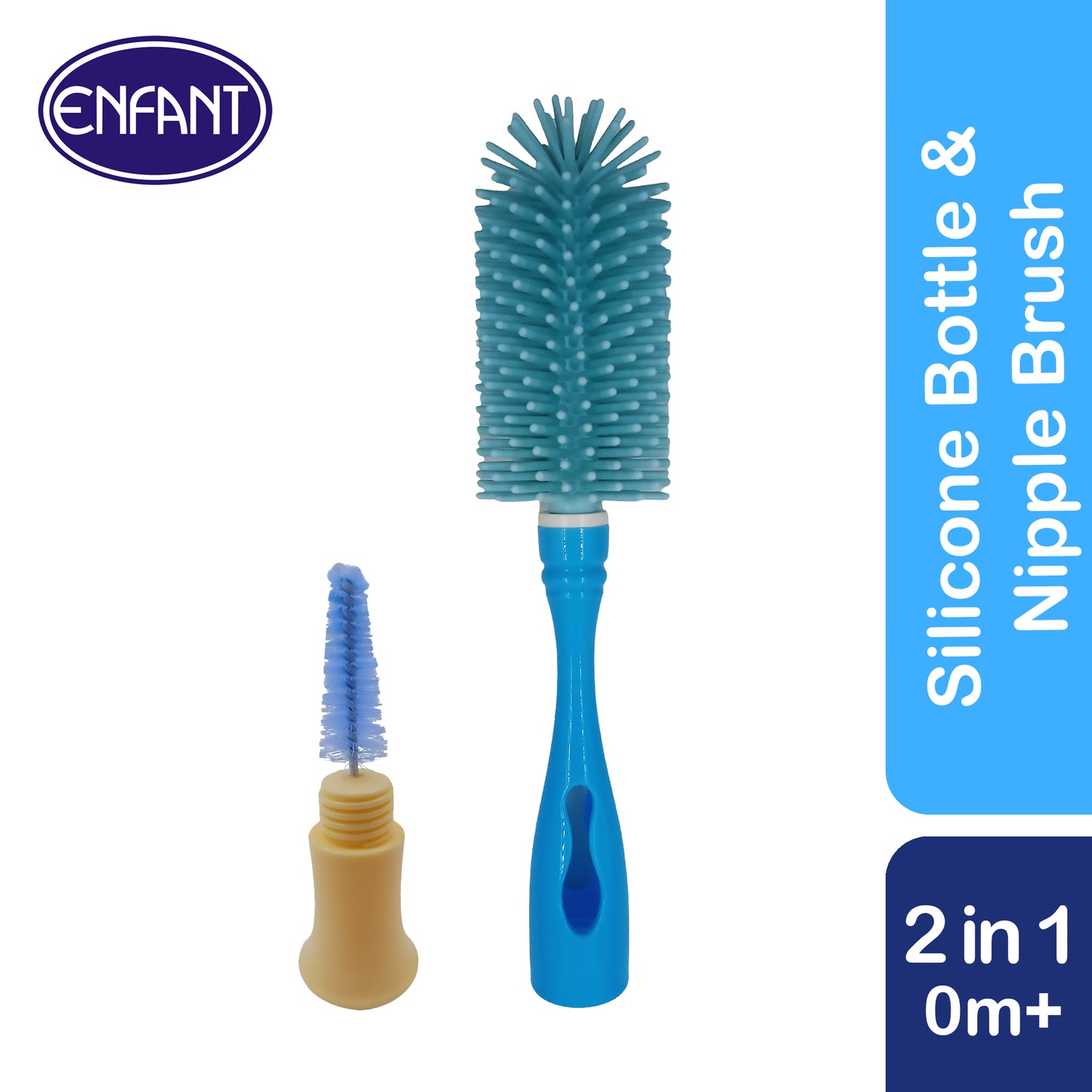 ENFANT 2 IN 1 BOTTLE SILICONE BRUSH with Nipple Brush Cleaner