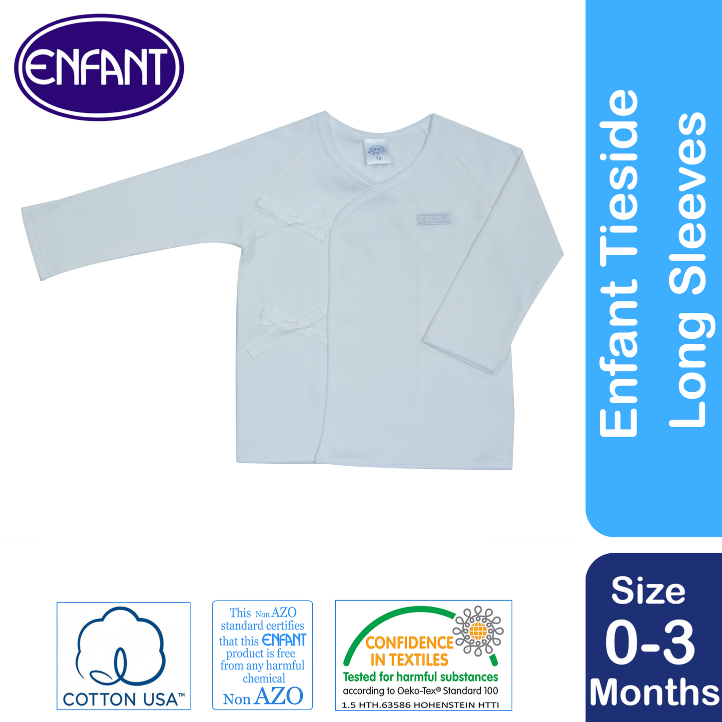 ENFANT Baby Newborn LongSleeves Tieside  SHIRT 100% COTTON US