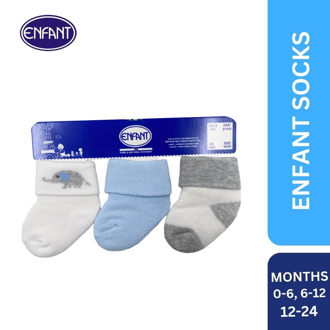 enfant baby socks elephant deisgn foe 0-6/6-12/12-24 (3pairs)