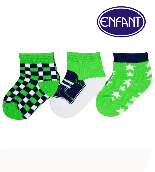 Enfant baby Socks with design Set of 3 (green)