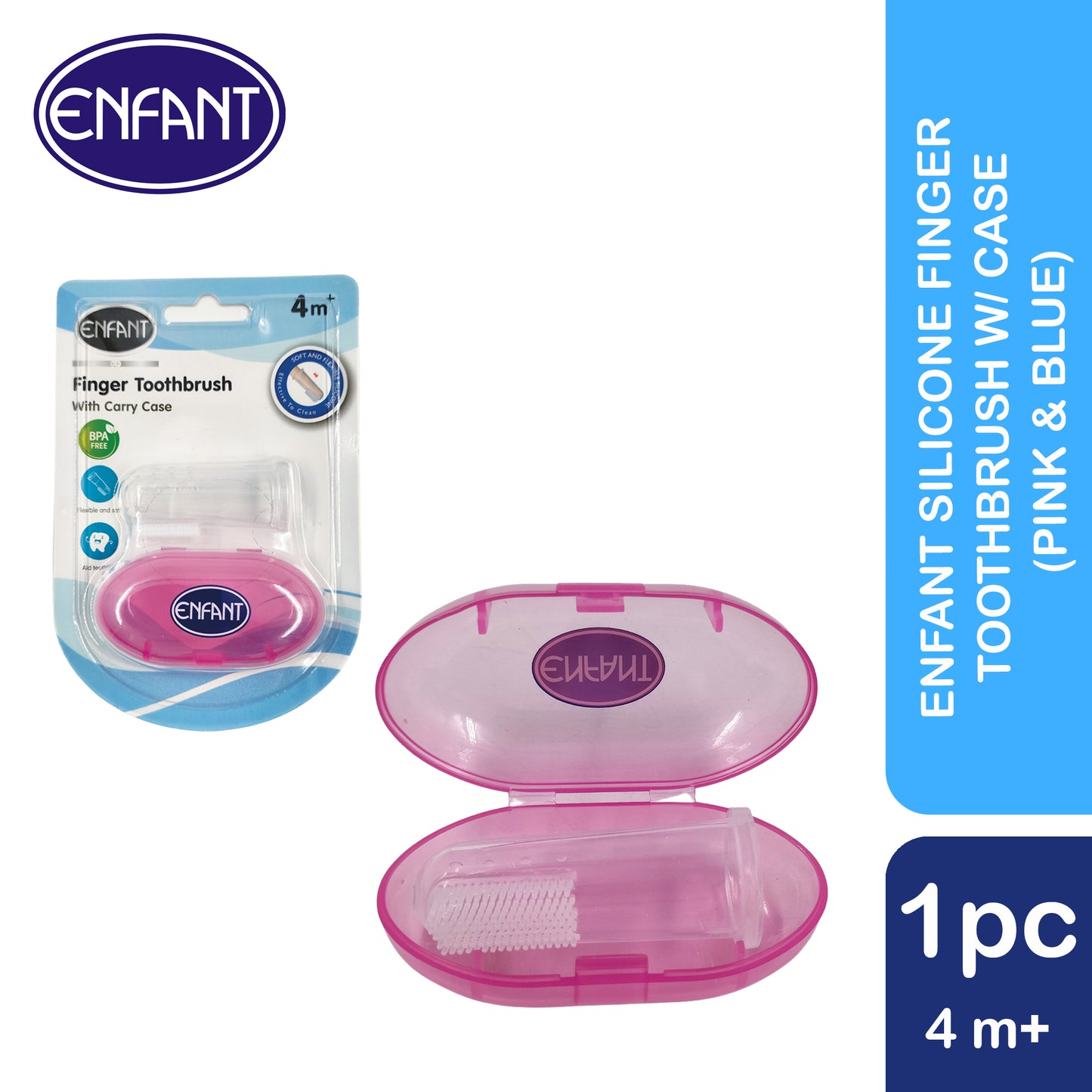 Enfant Silicone Baby Finger Toothbrush With Carrying Case