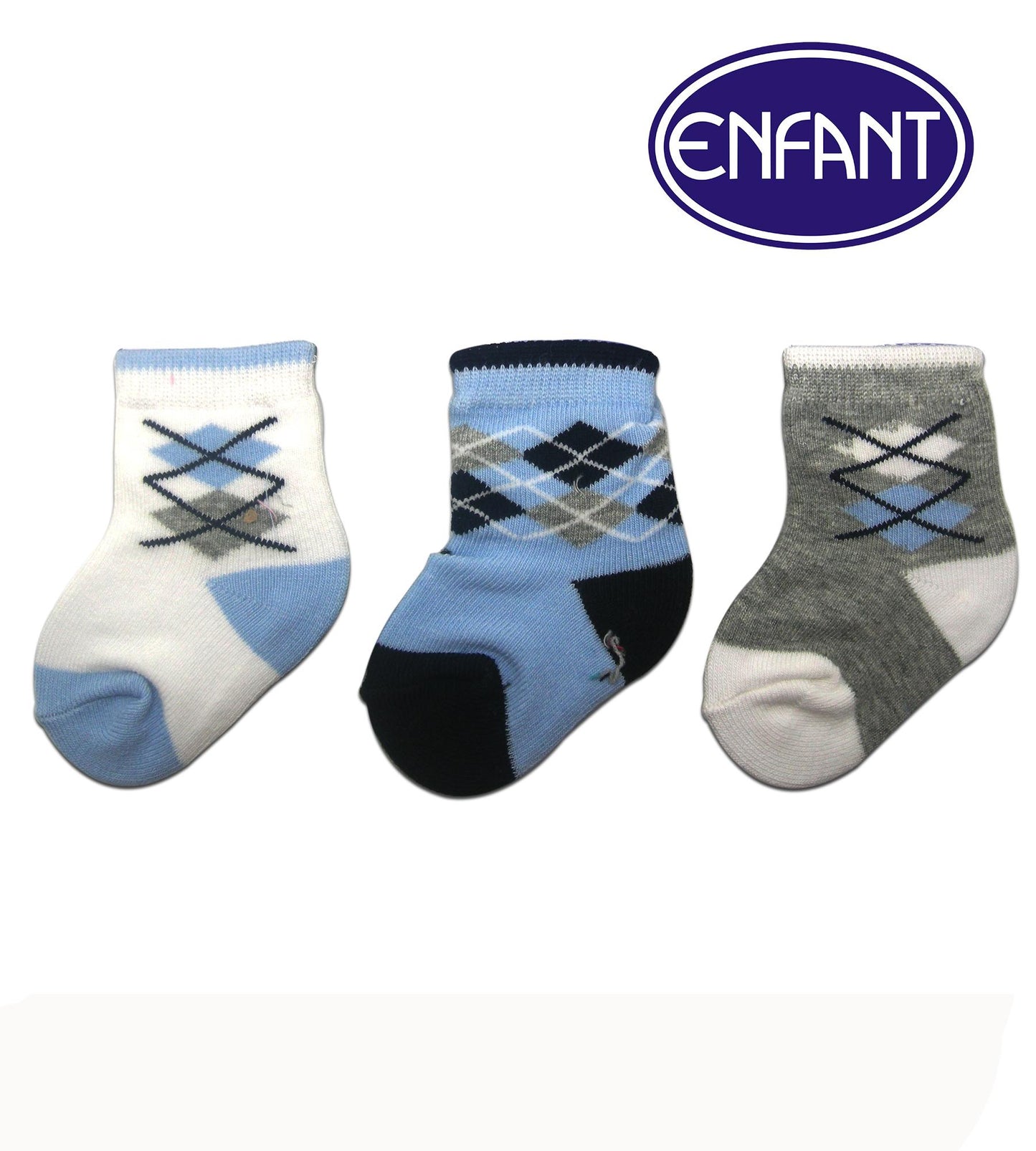 Enfant Baby Boys Socks for 0-6/6-12/12-24 months (3 PAIRS)