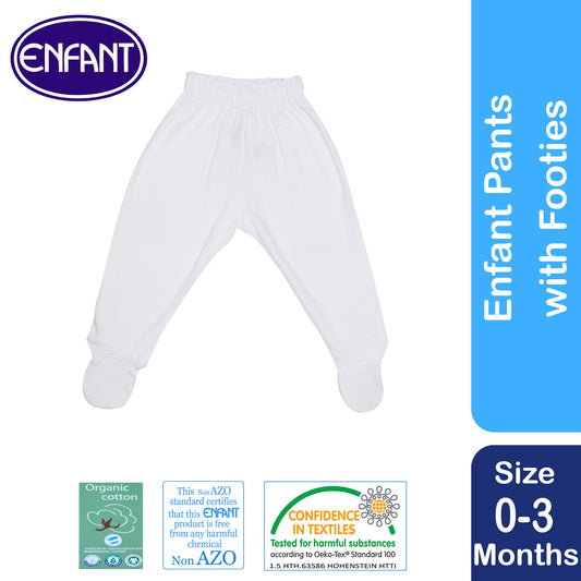 Enfant Newborn Baby Pants with Footies / Booties 0+ MONTHS white