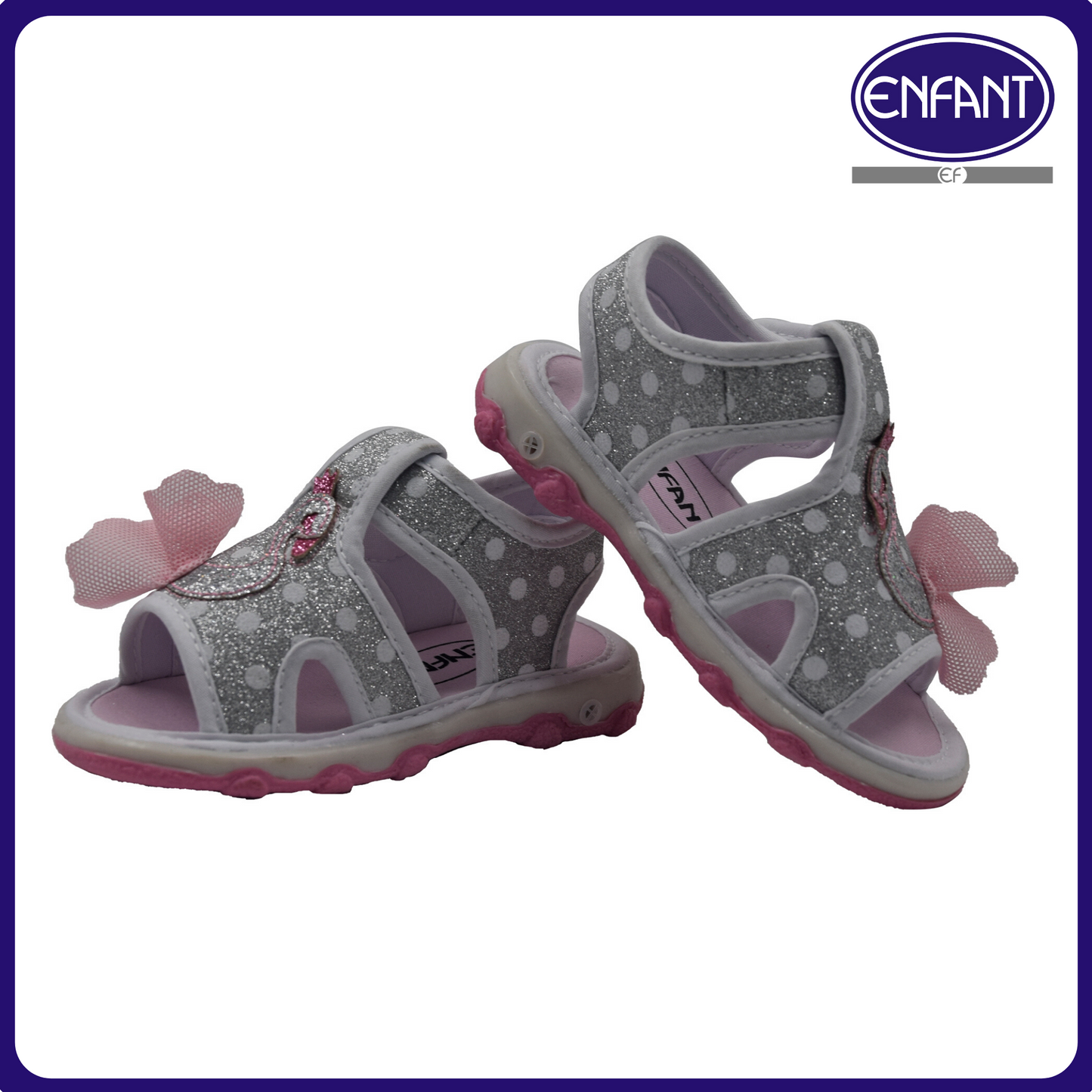 Enfant Baby Toddler Girl Walking Sandals ( Pink and White)