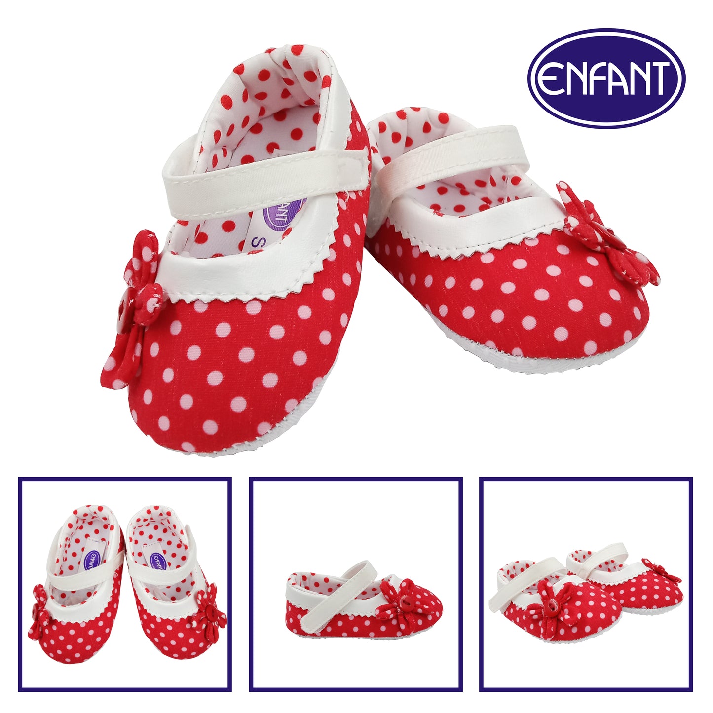 Enfant Baby Girl Shoes for 0-6/6-12/12-18 months