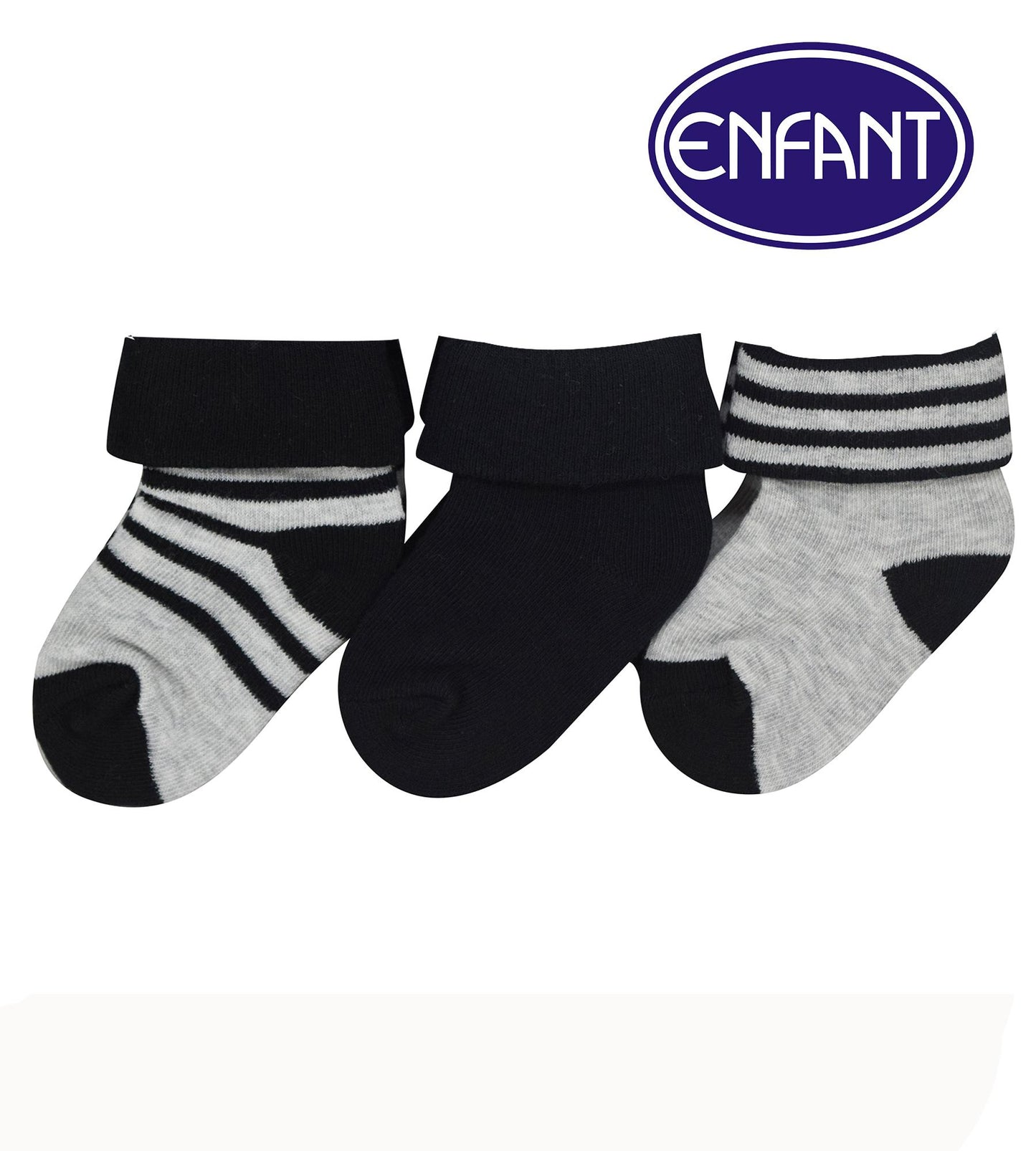 Enfant Baby socks set of 3 (black and gray)