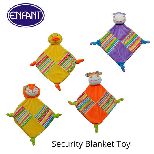 Enfant Security Blanket Toy Animals Soft Plush Soothing Sensory Toy  - Lion, Bird, Cow Hippo