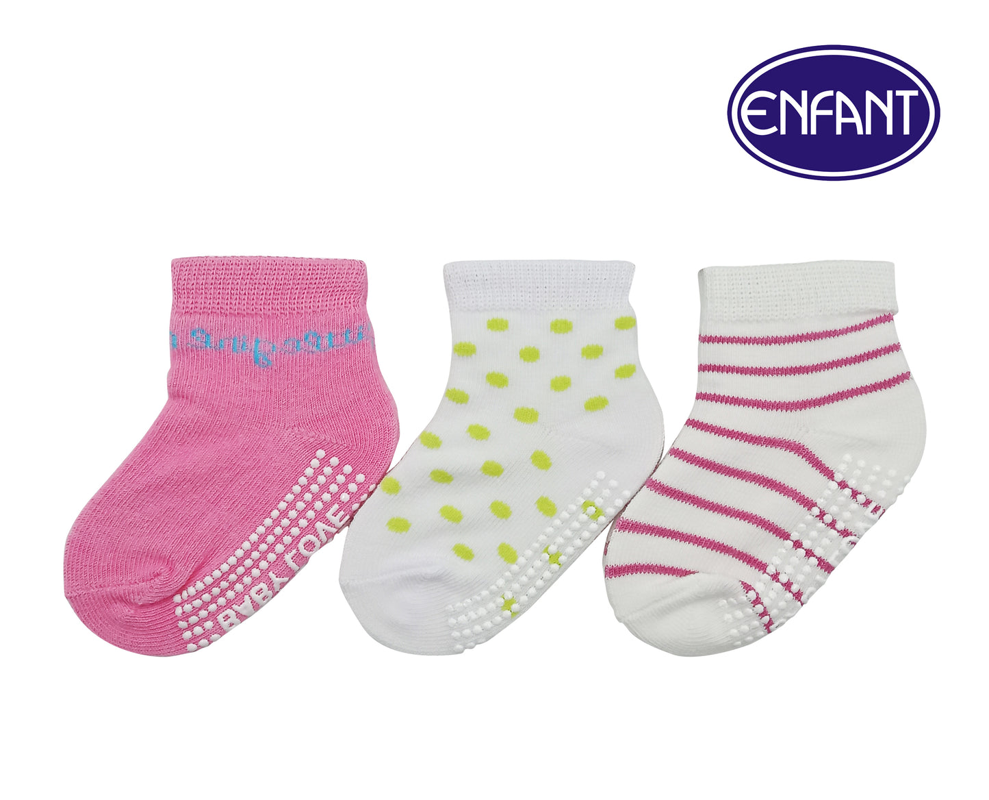 Enfant Baby Girls Socks for 0-6/6-12/12-24 months (3 PAIRS)