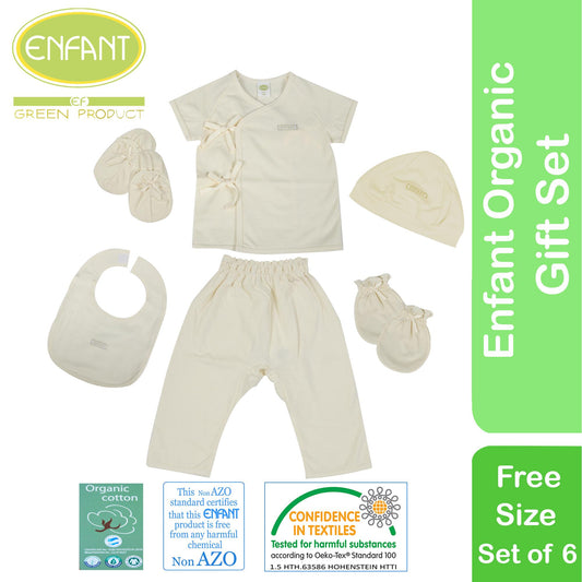 Enfant Organic Newborn Baby Clothes  set - Shirt, Pants, Bib Bonnet, mittes, booties