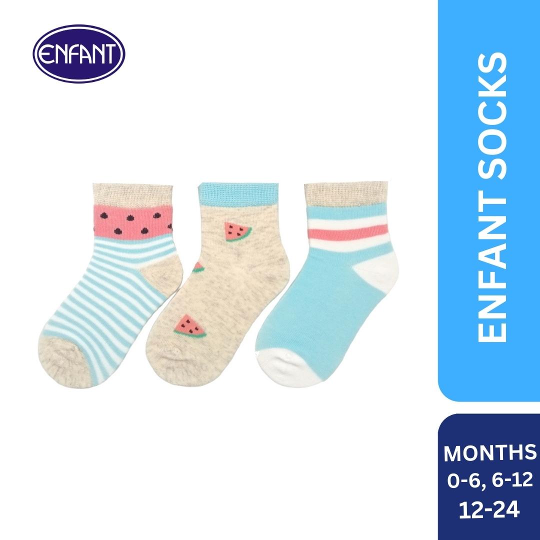 Enfant socks with watermelon design for 0-6/6-12/12-24 months (3 pairs)