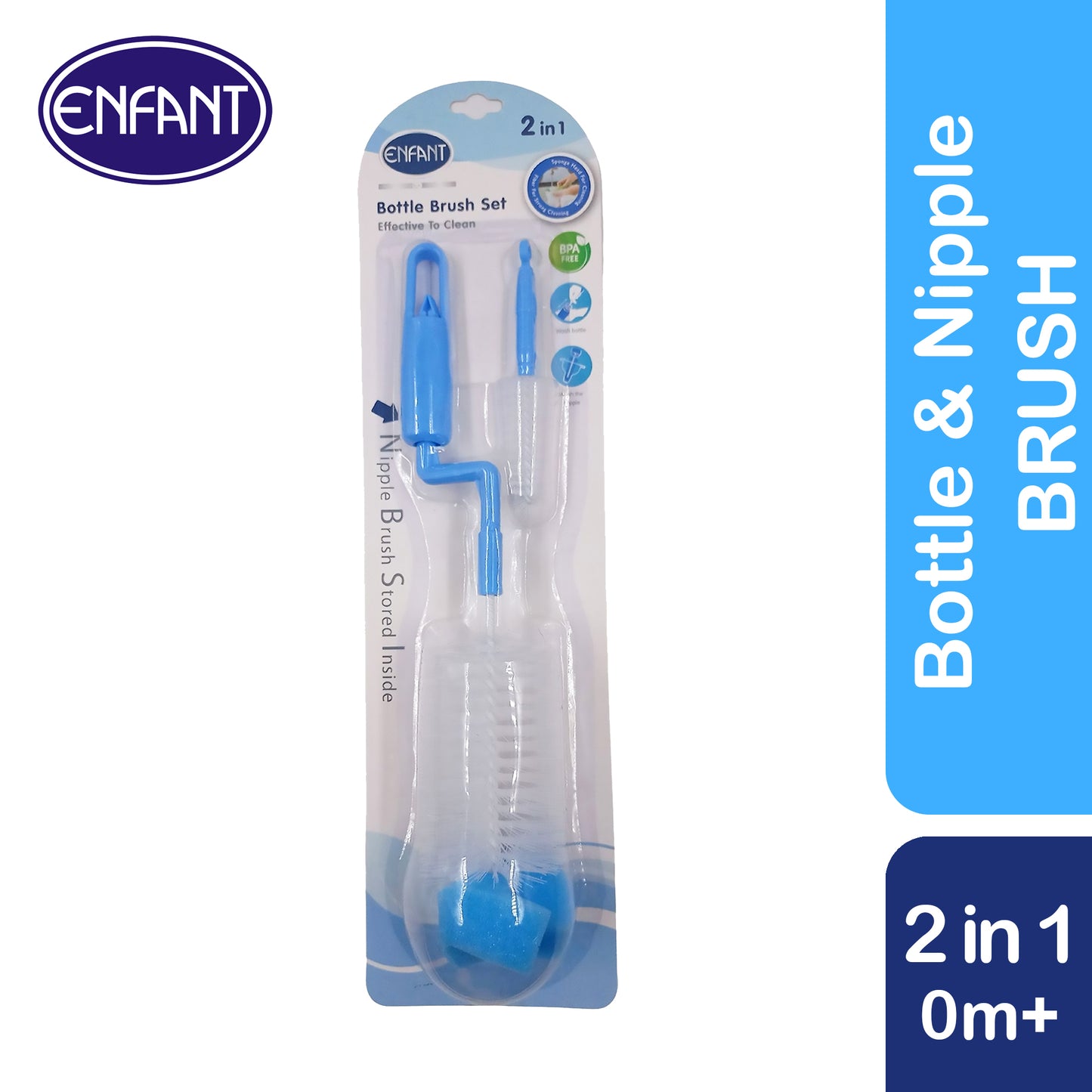 ENFANT ROLLING HANDLE BOTTLE AND NIPPLE BRUSH 2 IN 1