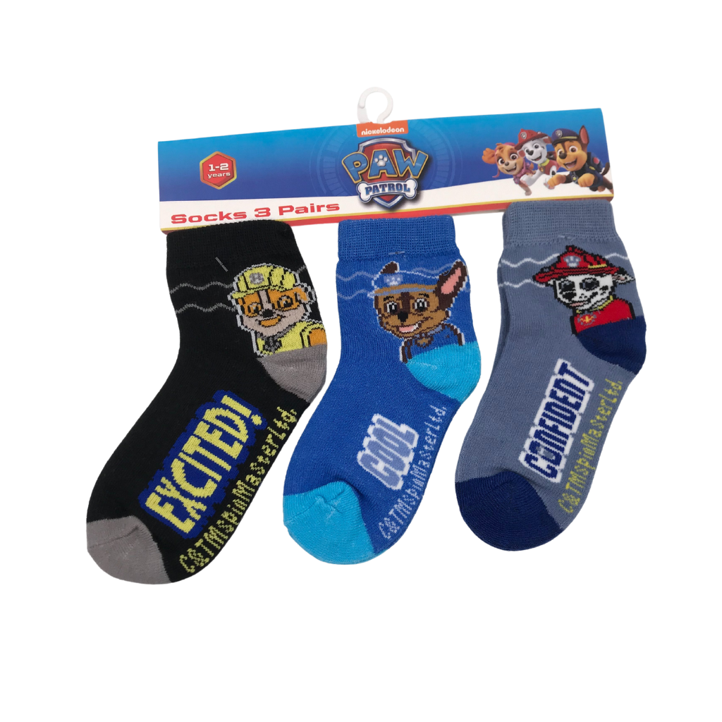 PAW PATROL SOCKS FOR BOYS SOCKS SET OF 3 FOR 1-2/ 2-3/ 3-5 YRS OLD