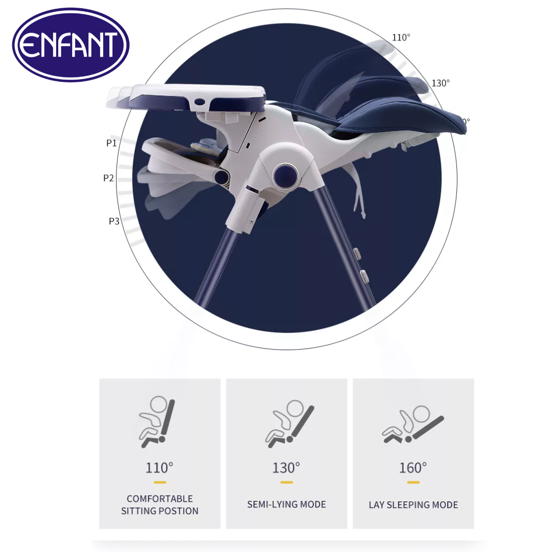 ENFANT Luxury High Chairs for Babies and Toddlers, Space Saver High Chair for Baby Multifunctional Baby Feeding Chair with Adjustable Tray Easy to Clean