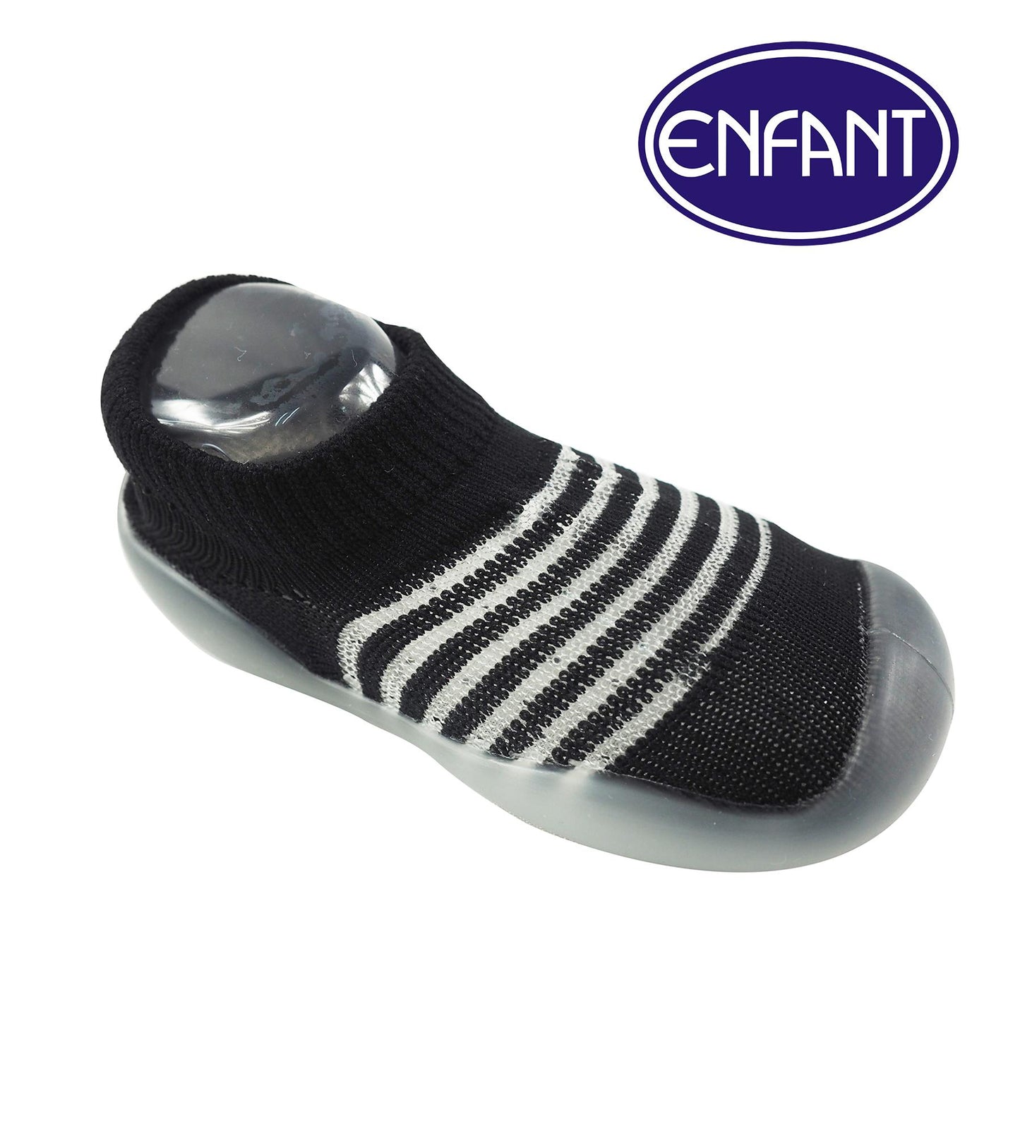 Enfant Baby Shoes Socks with Sole (Blue/Black/Pink Stripes)