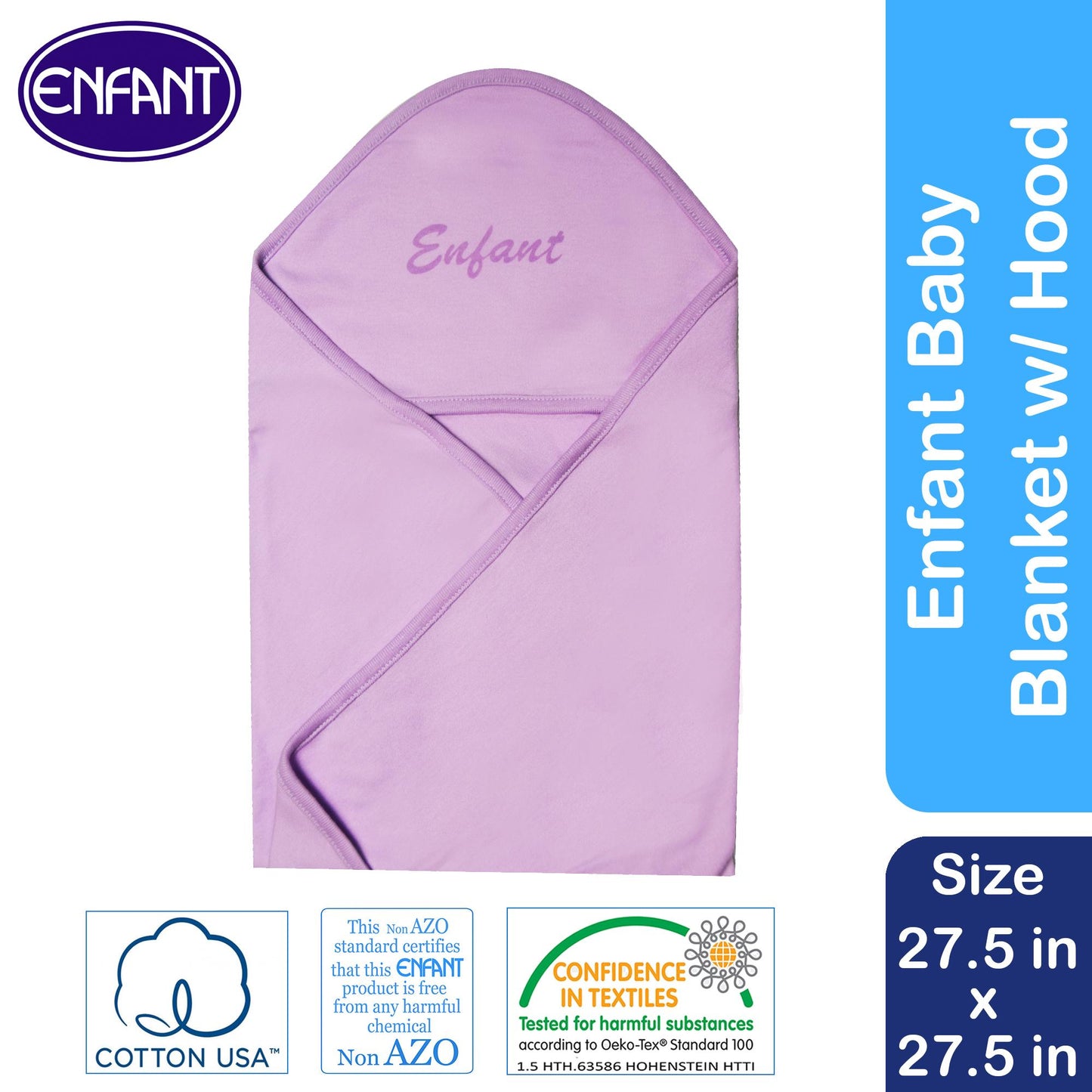 Enfant Baby Newborn Receiving Blanket With Hood (Violet)