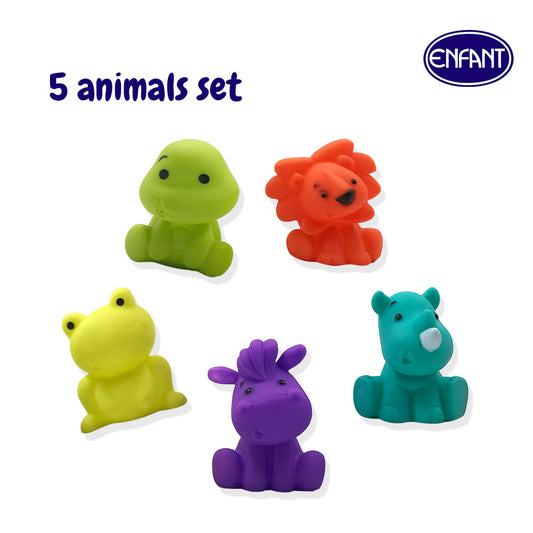 Enfant Squeaky Baby Bath toy animal set Bathtub ToysKids Fun Squirt Toys Floating Bathroom Toys Assorted Colors 5PCS