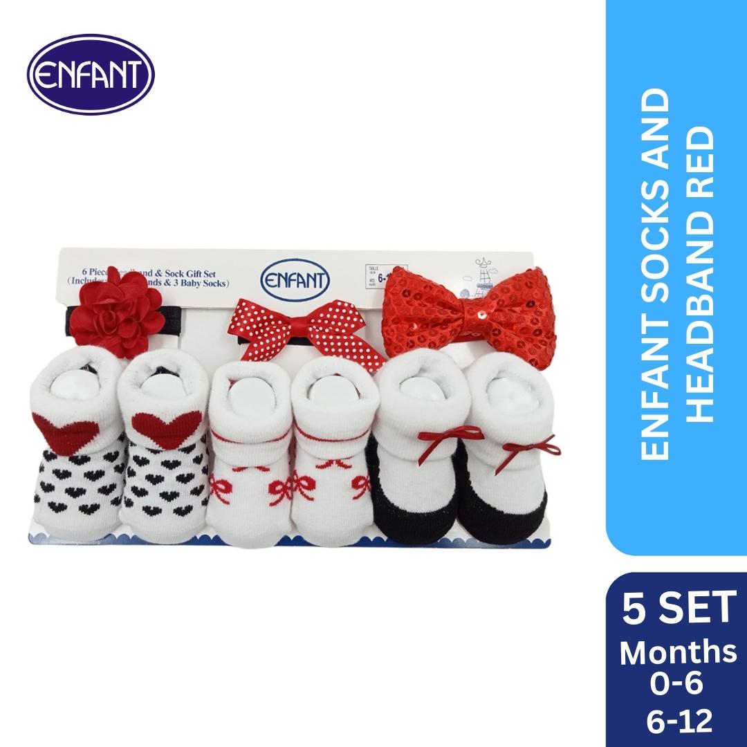 enfant baby socks and head band for baby girl ( 5 sets)