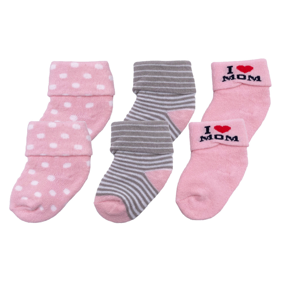 enfant baby girls socks with i love dad for 0-6/6-12/12-24 (3 pairs)