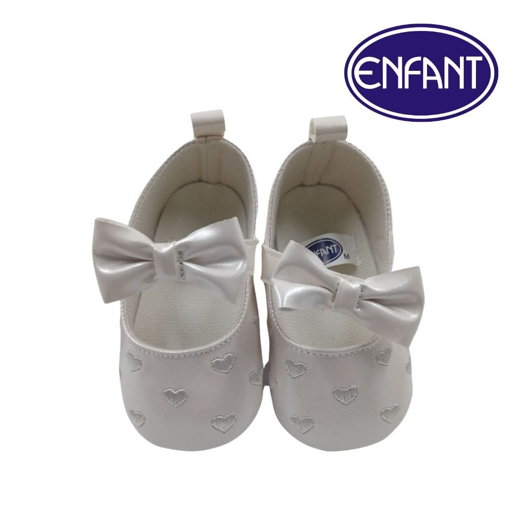 ENFANT BABY GIRLS SHOES WITH HEART AND RIBBON DESIGN