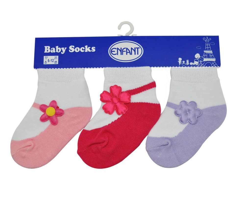 Enfant Baby Girl Socks (Pink/LightPink/Violet)