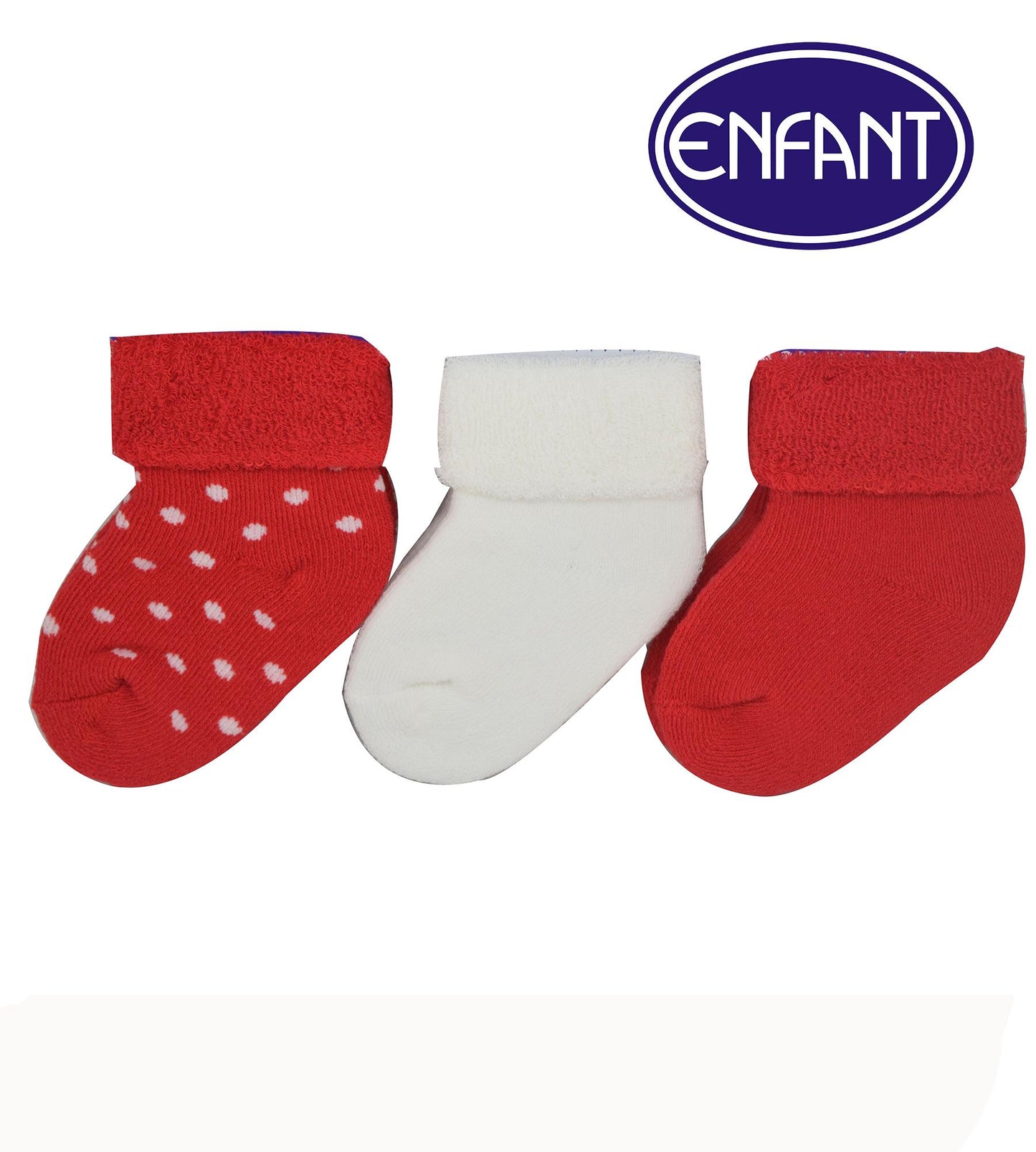 enfant baby socks set of 3 (red,white)