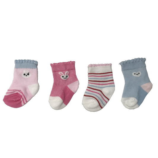 Enfant Organic Socks Baby Socks Pink Rabbit Design For 0-6 months ( 4 pairs )