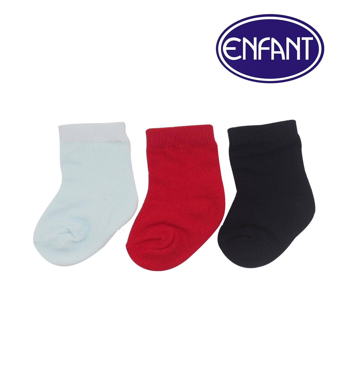 Enfant Plain Baby Boy Socks (Blue, Red Black)